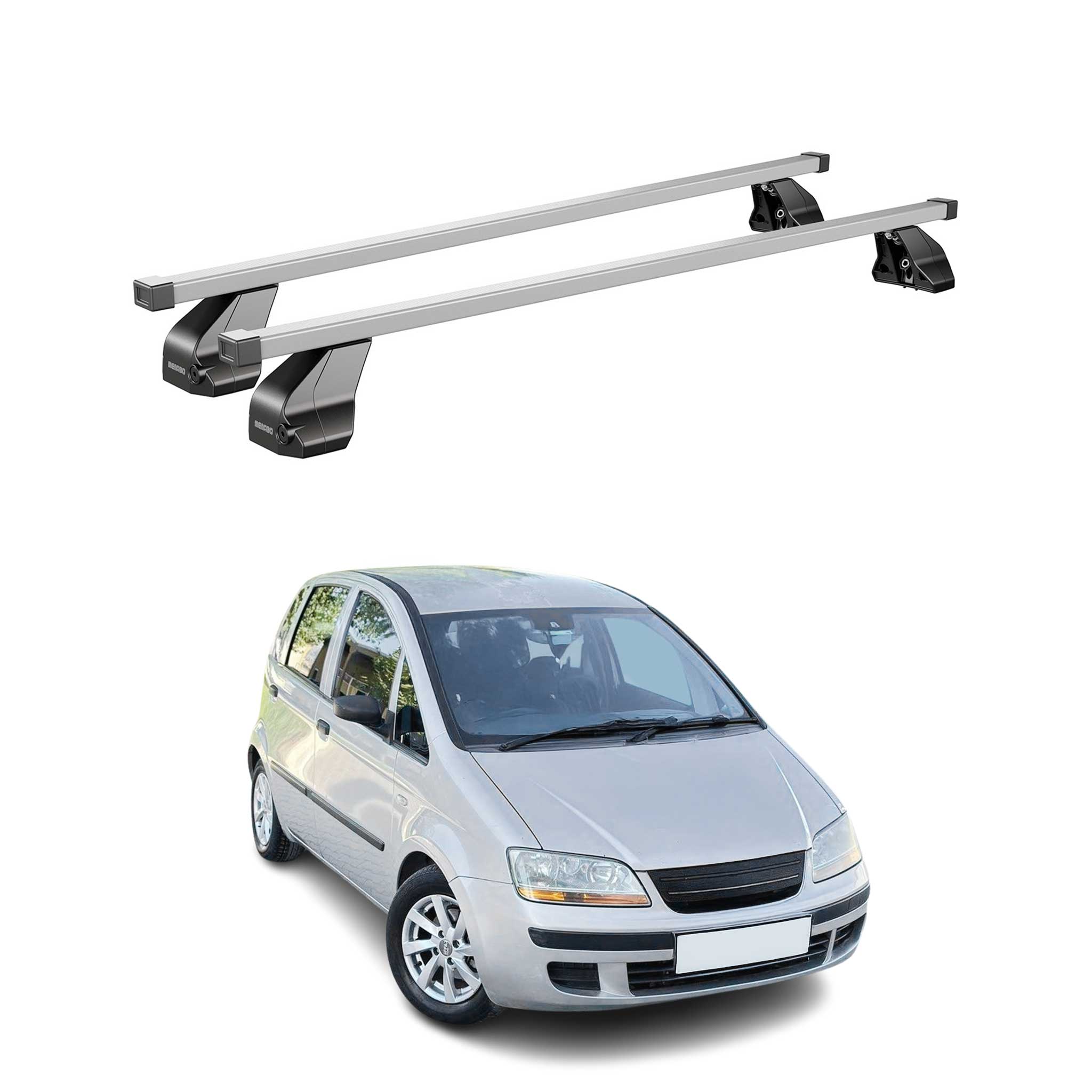 Barres de toit transversales pour Fiat Idea 2005-2012 Acier Gris