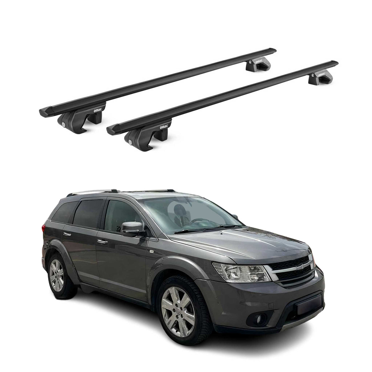 Barres de toit transversales ABE pour Fiat Freemont 2011-2016 5 P Alu Noir 2x