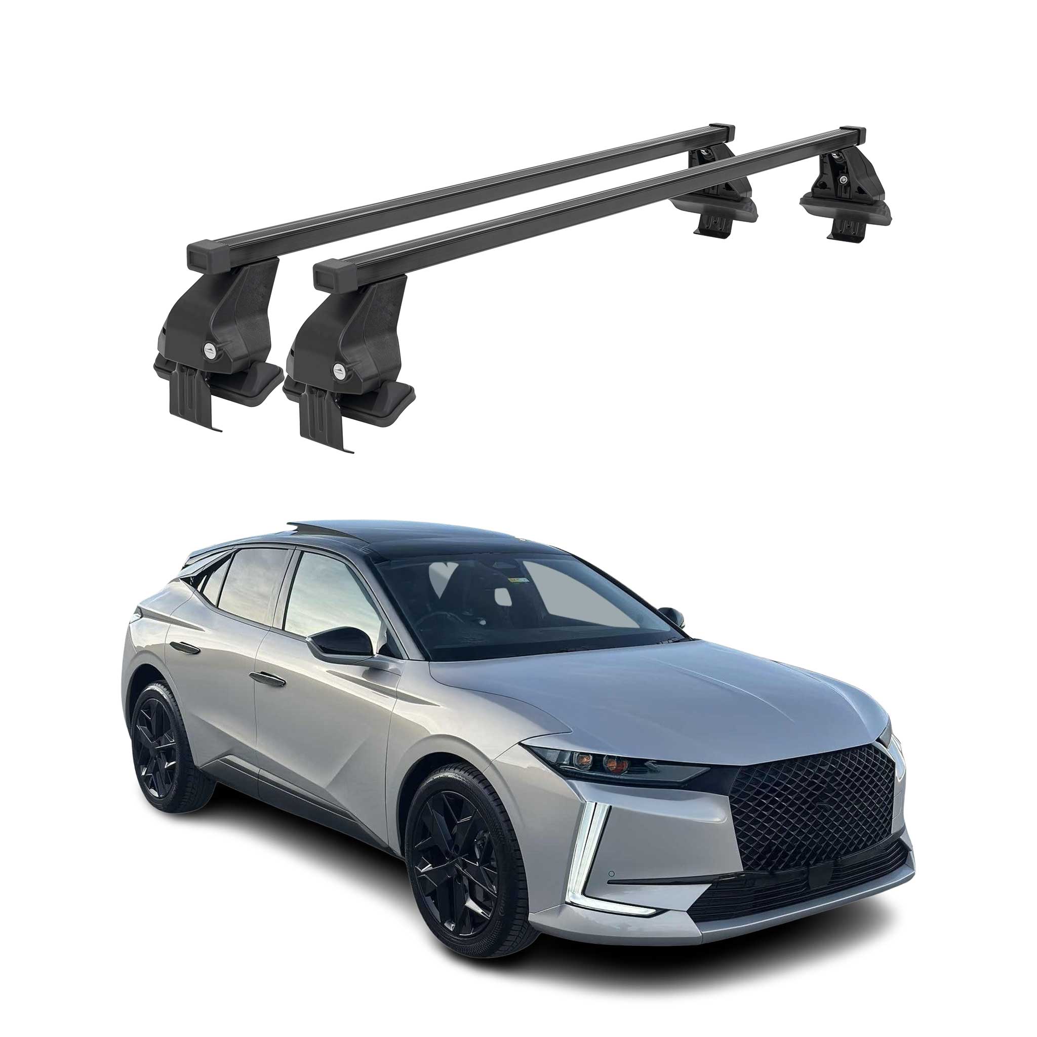 Menabo Barres de toit transversales pour DS DS4 II 2021-2026 Acier Noir 2x