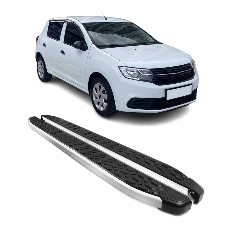 Marchepieds Latéraux pour Dacia Sandero 2012-2020 Gris Noir Aluminium 2Pcs