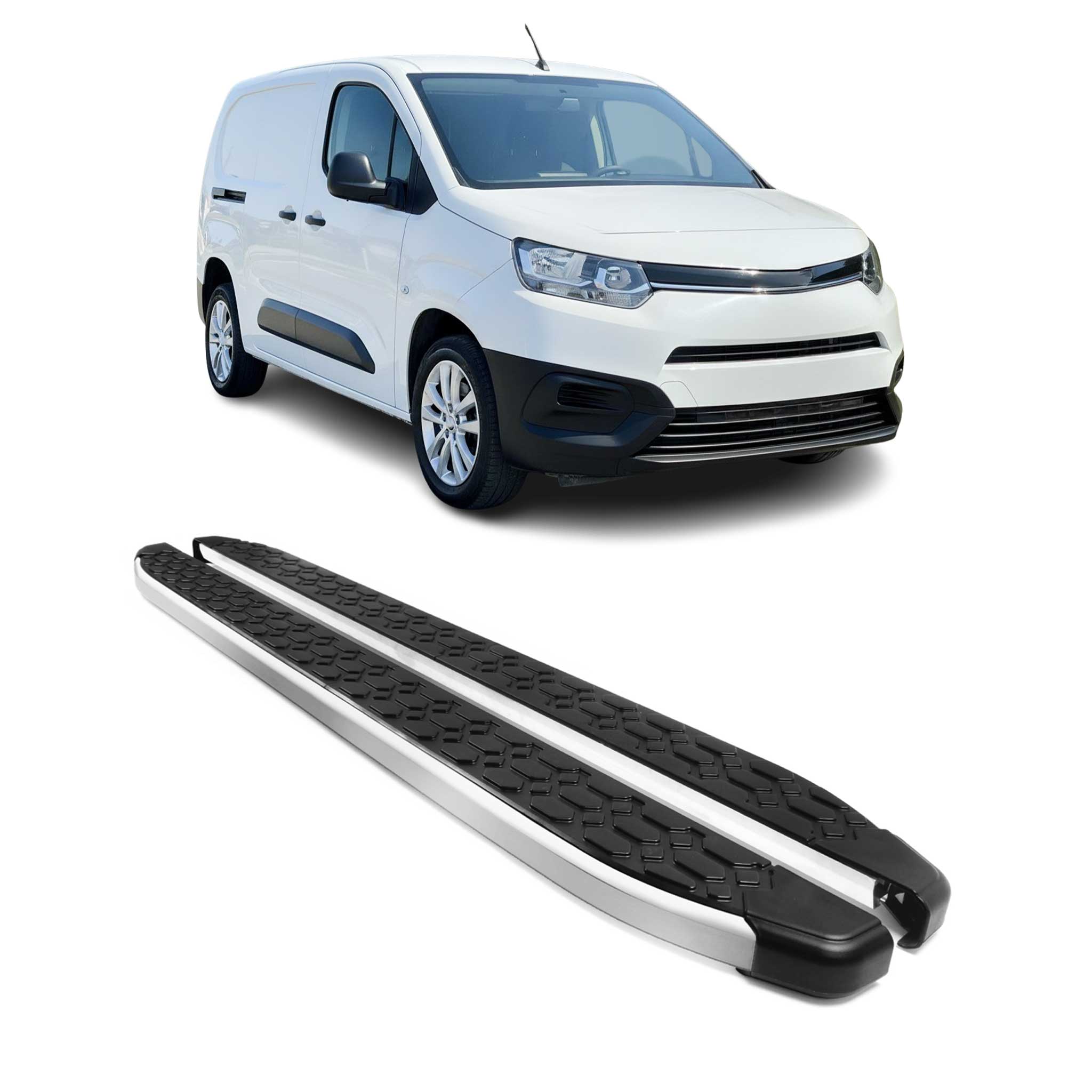 Marchepieds Latéraux pour Toyota Proace City 2019-2026 Van Gris L2 Long Alu 2Pcs