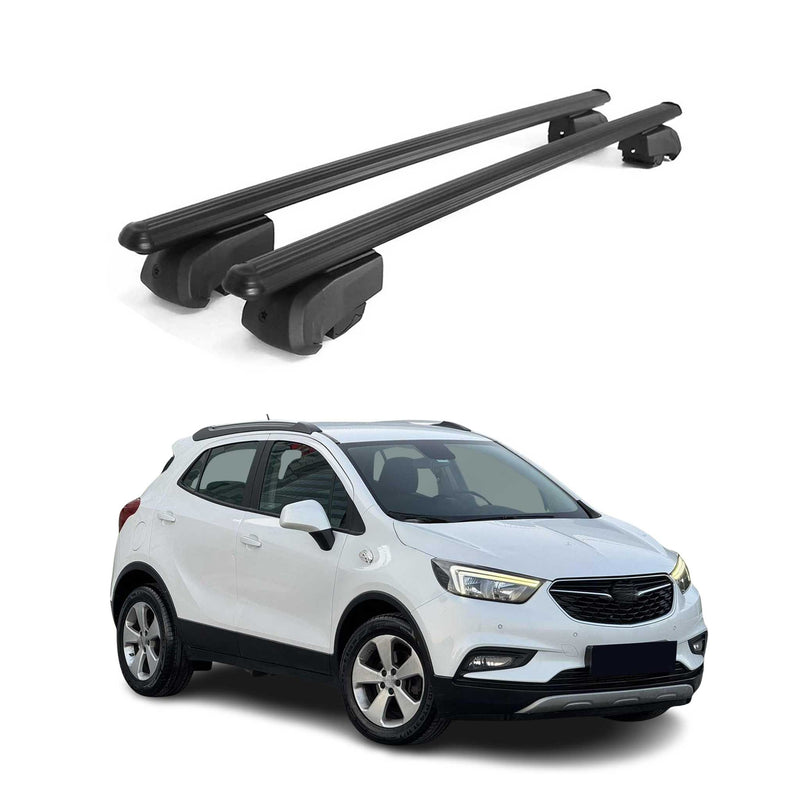 Barres de toit Transversales pour Opel Mokka X 2015-2023 ABE Aluminium Noir
