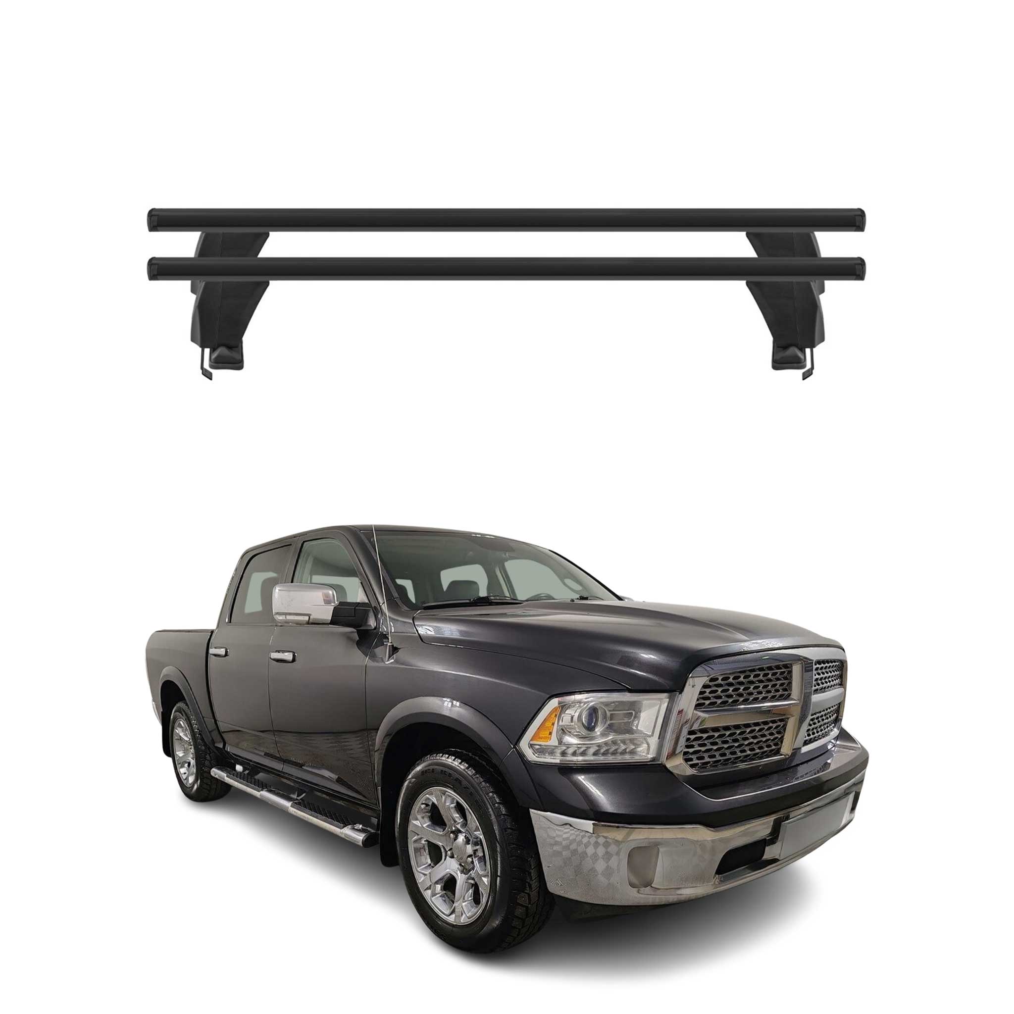 Menabo Barres de toit Transversales pour RAM 1500 IV 2010-2017 Noir ABE 2x