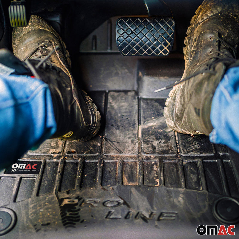 OMAC Tapis de sol en caoutchouc pour Land Rover Defender 2019-2025 Noir Premium