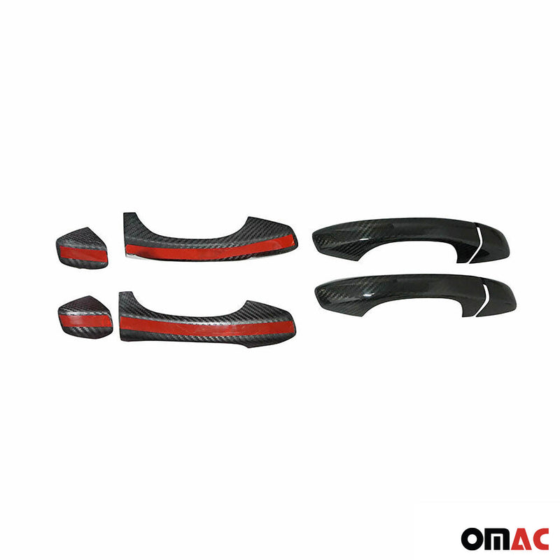 Couverture de poignée de porte pour VW Arteon & T-ROC 2017-2025 Carbone Noir 8x