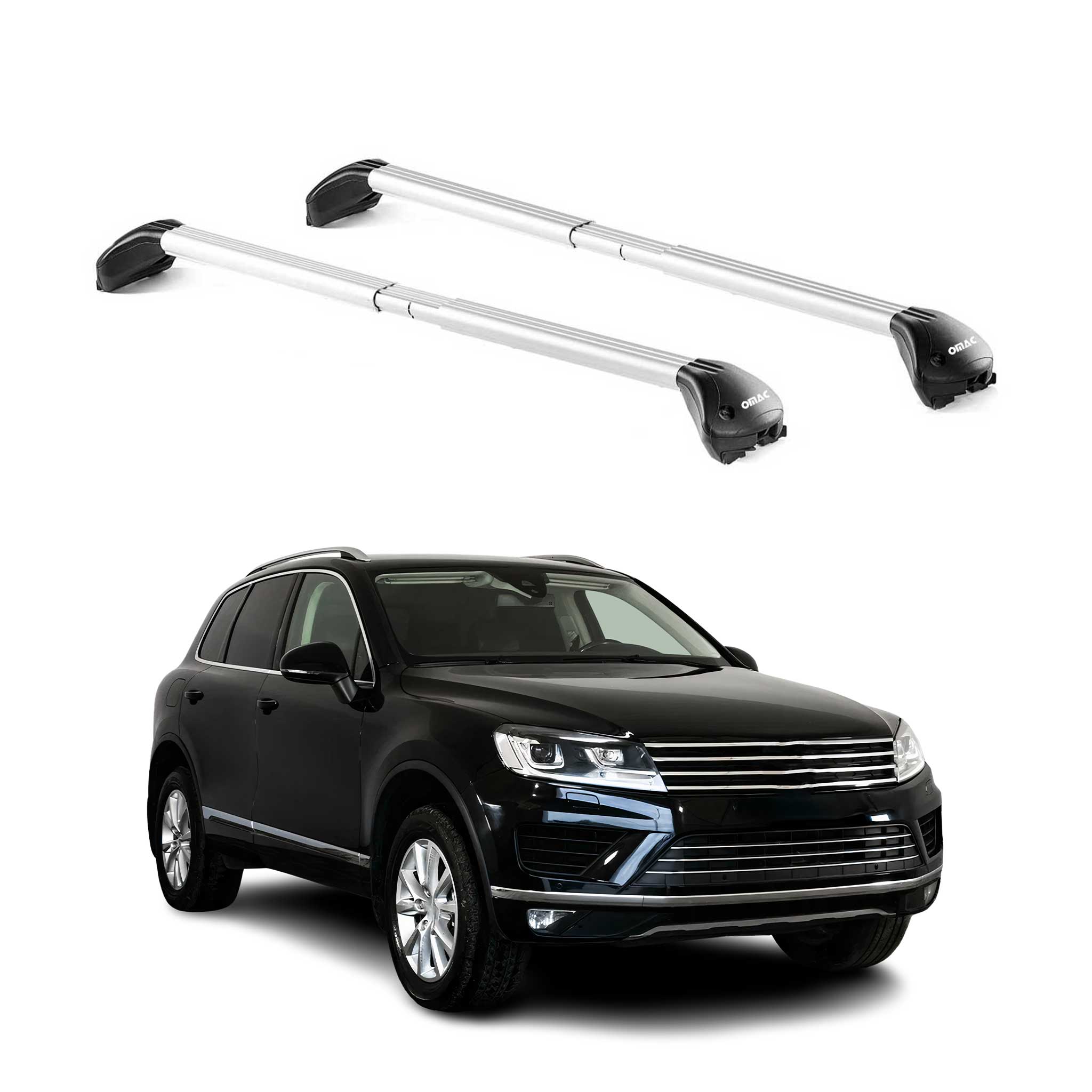 Barres de toit pour VW Touareg 7P 2010-2018 5P Gris Argenté 2 pièces ABE