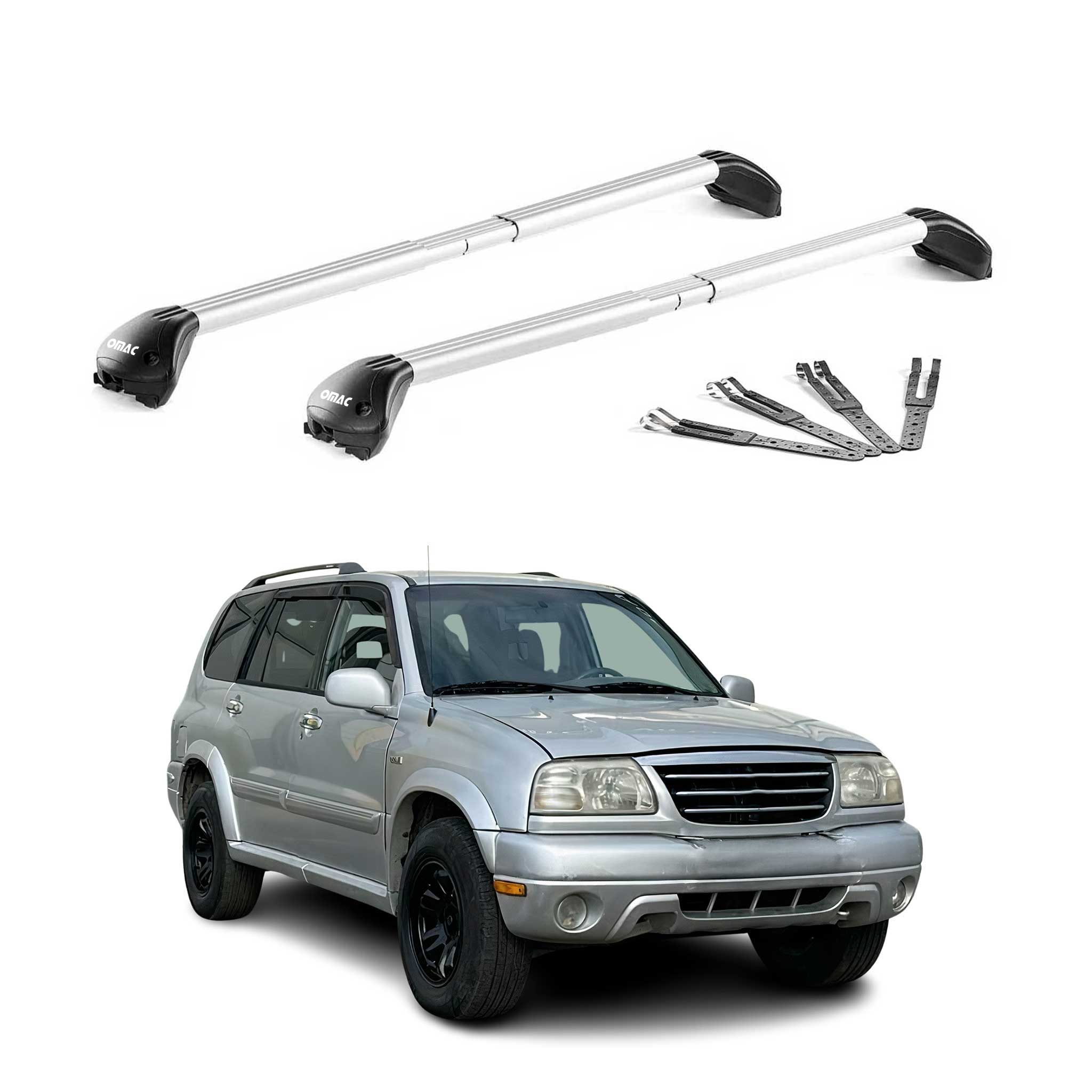 Barres de toit pour Suzuki Grand Vitara I 1998-2005 Alu Gris Argenté 2pièces ABE