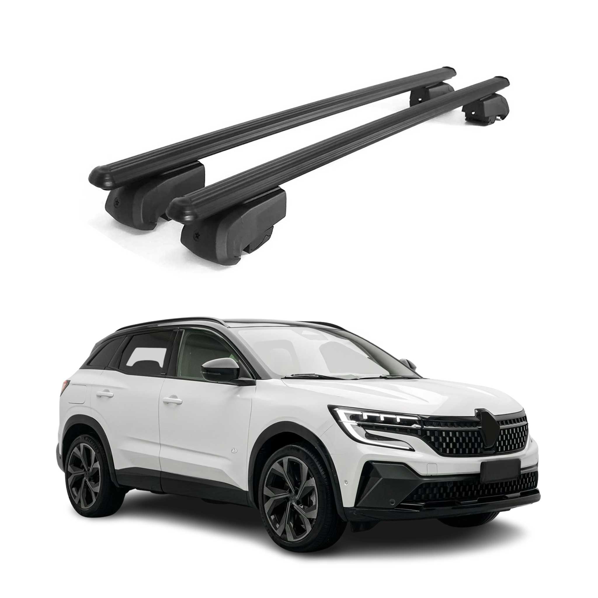 Barres de toit Transversales Pour Renault Austral 2022-2025 Aluminium Noir
