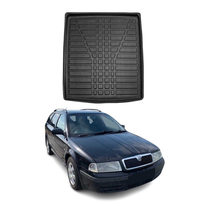 Tapis de Coffre pour Skoda Octavia 2000-2004 Berline Break en TPE Noir