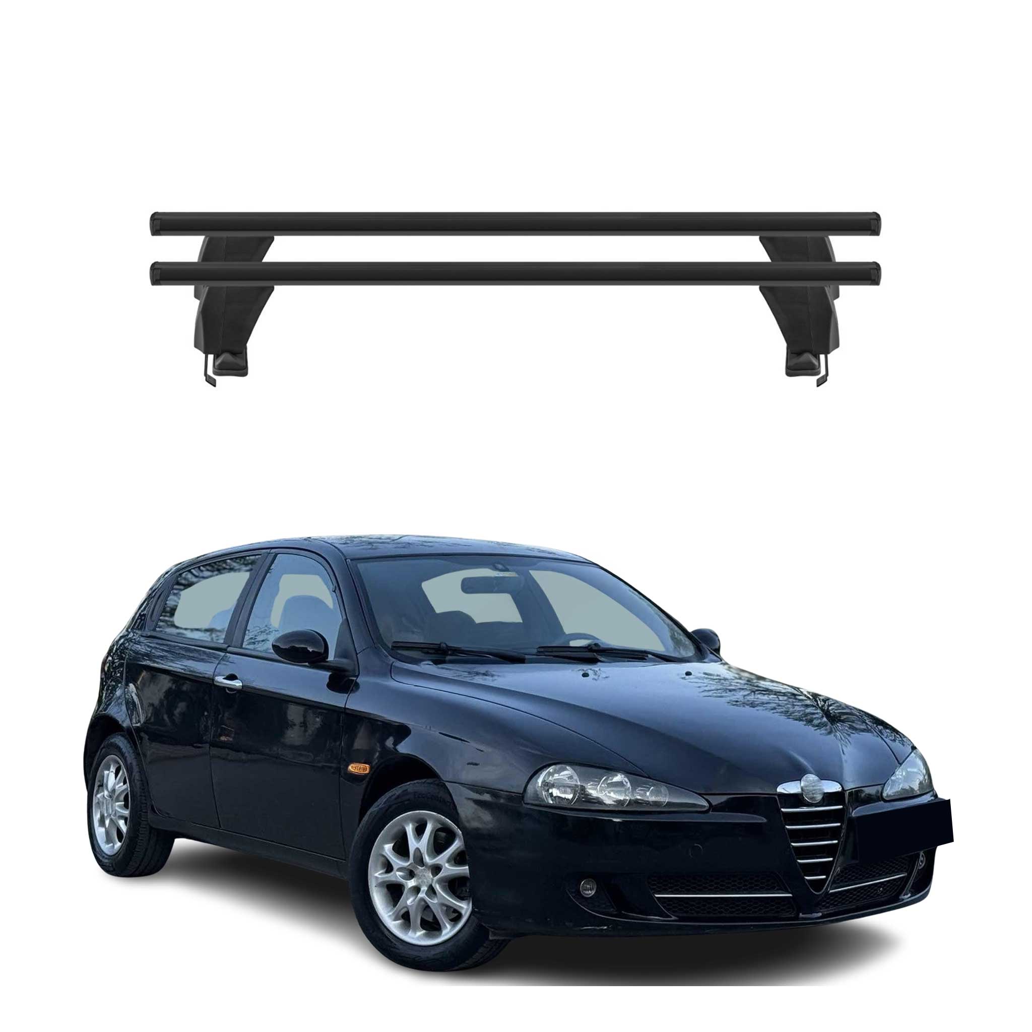 Menabo Barres de transversales pour Alfa Romeo 147 3Portes 2000-10 Alu Noir ABE