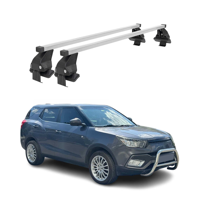 Barres de toit transversales pour Ssangyong XLV 2016-2023 Acier Gris 2x