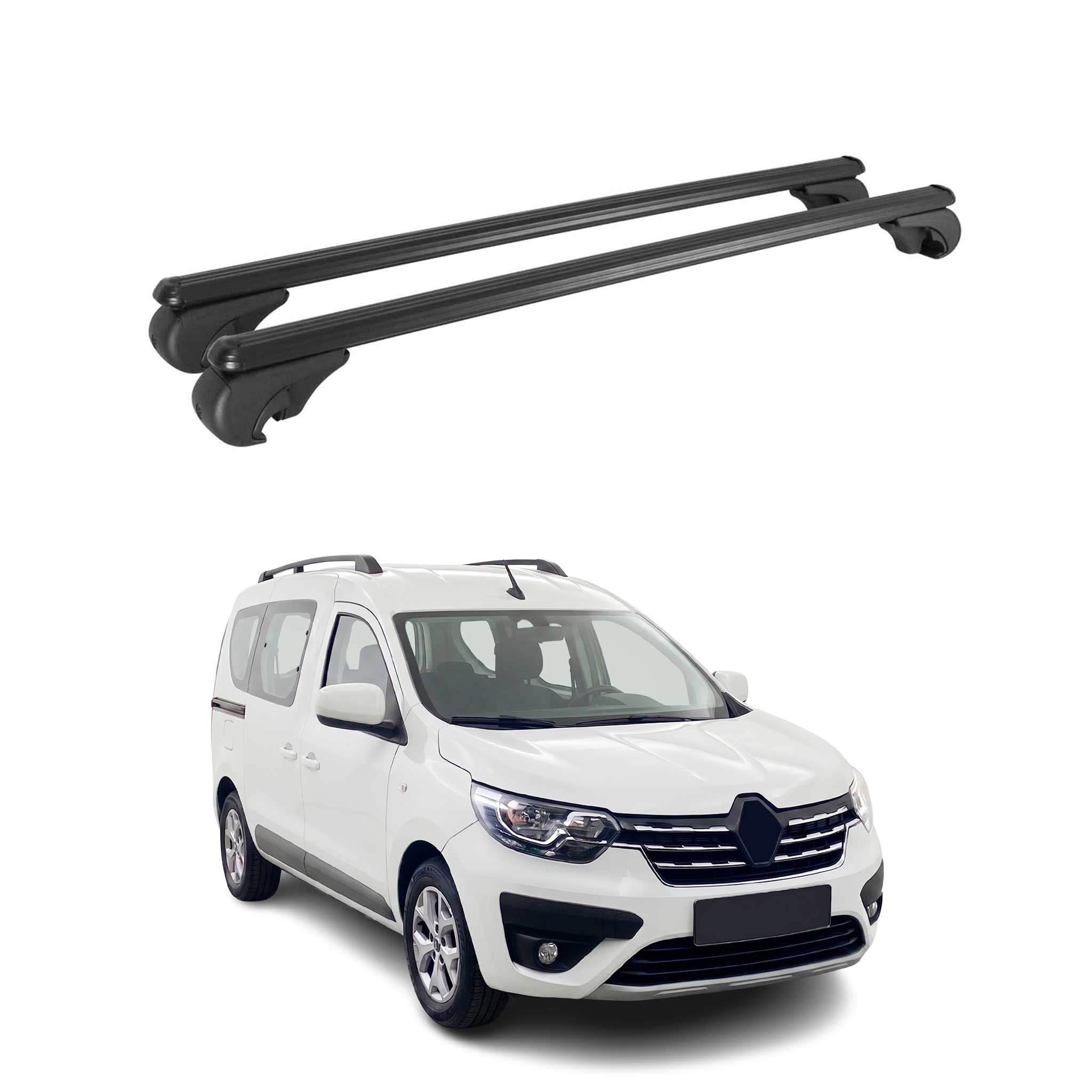 Barres de toit Transversales pour Renault Express 2021-2024 TÜV Alu Noir 2Pcs