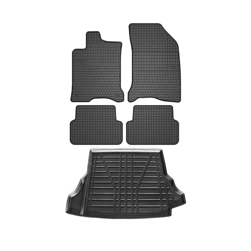 Kit Tapis de sol et coffre pour Renault Laguna II 2001-2007 Berline TPE Noir