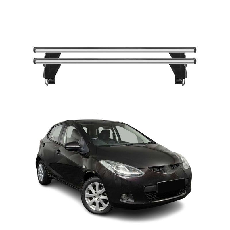 Menabo Barres de toit Transversales pour Mazda 2 2007-2009 Alu Gris ABE 2x