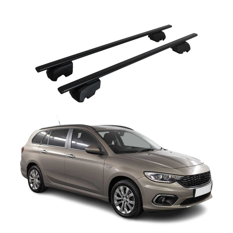 Barres de toit Transversales pour Fiat Tipo Break 2016-2023 Fer Noir ABE