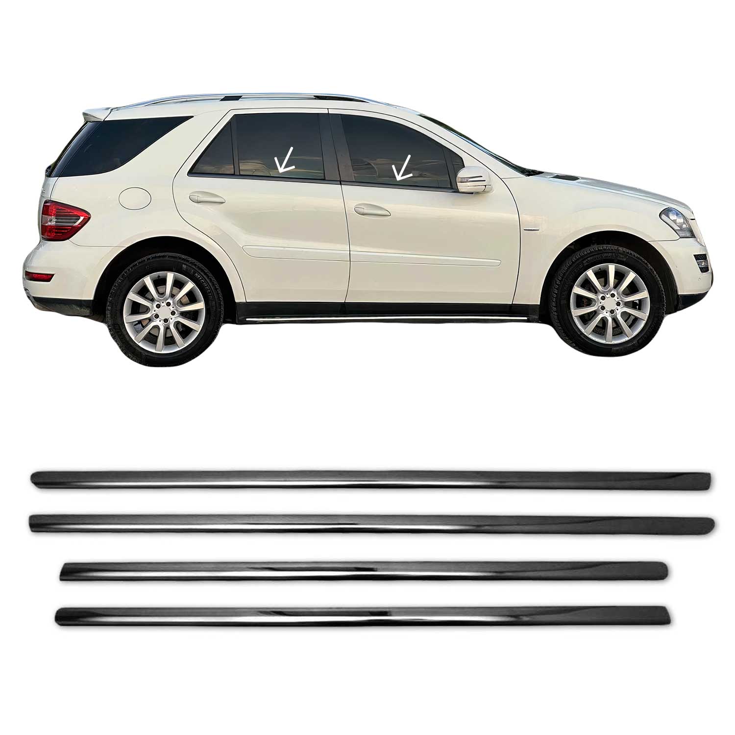 Garniture de Fenêtre pour Mercedes Classe ML W164 SUV 2005-2011 Acier Foncé 4x