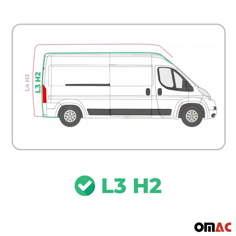 2006-2024 Fiat Ducato III Barres de toit longitudinales L3 H2 Alu Noir 2x