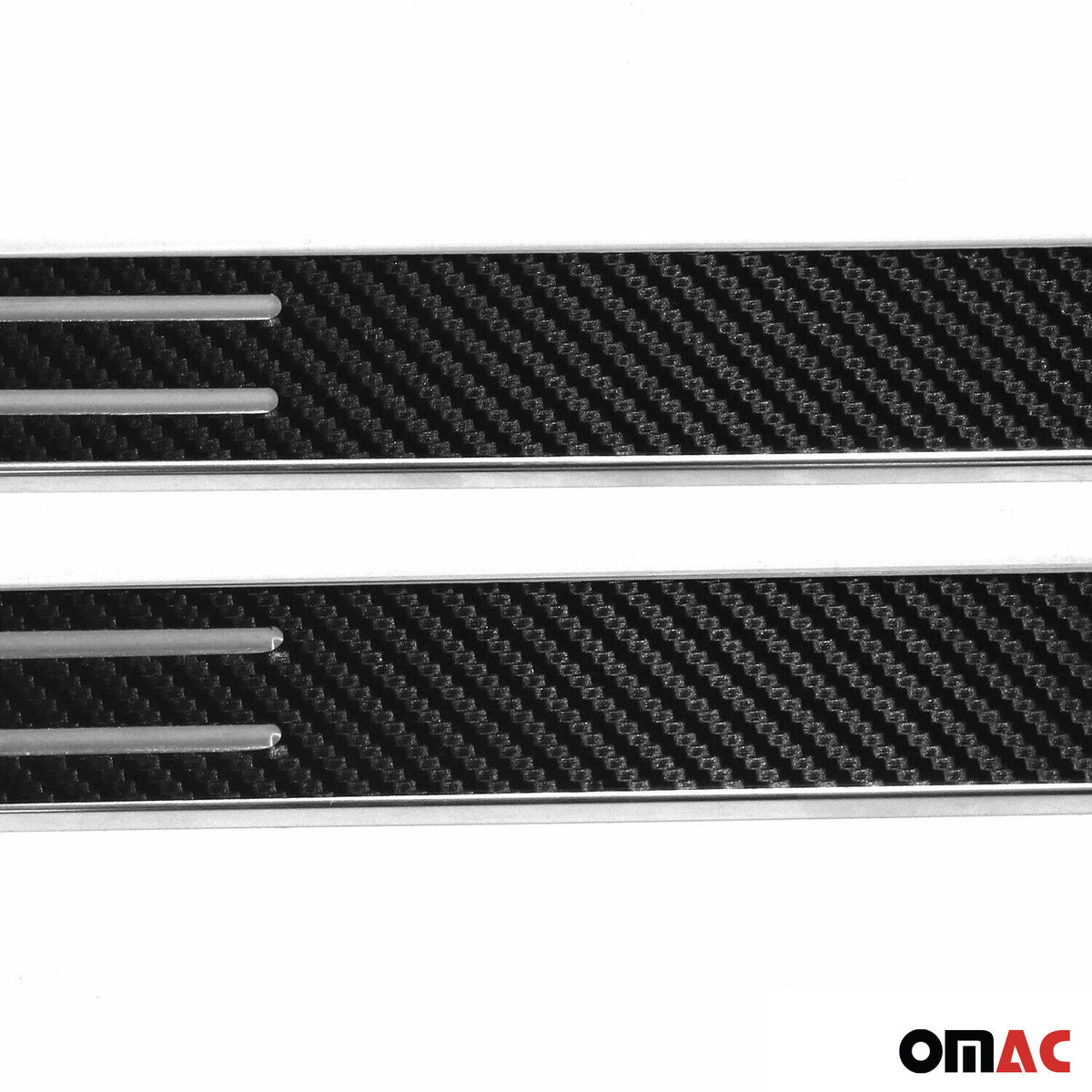 Couverture De Seuil De Porte Universal Folie De Carbone Inox 2 Pcs