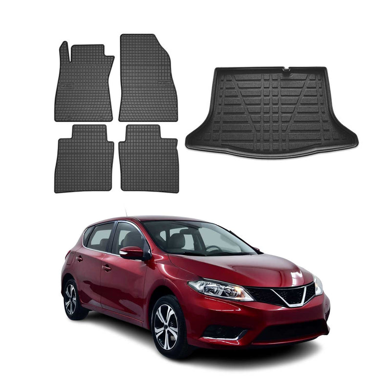 Kit Tapis de sol et coffre pour Nissan Pulsar 2014-2024 TPE Noir