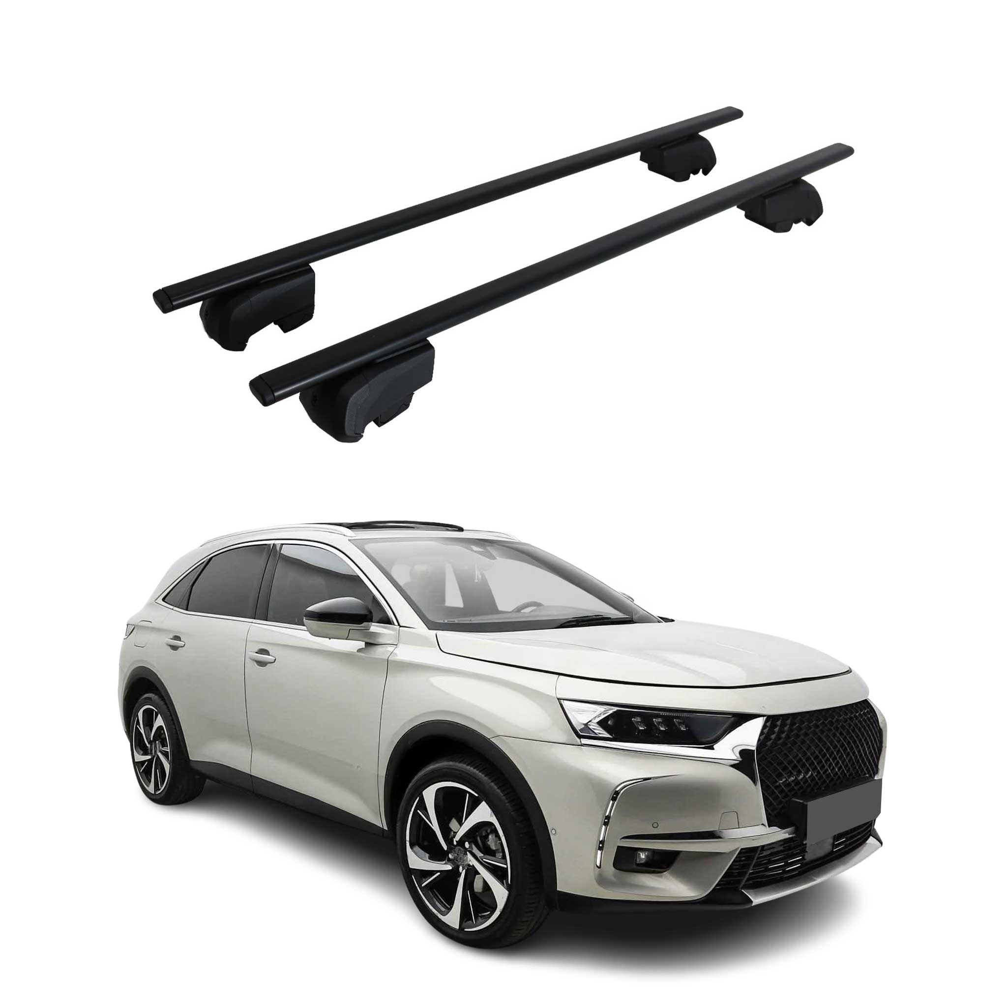 Barres de toit Transversales pour DS7 Crossback / DS 7 2017-2025 Fer Noir ABE 2x