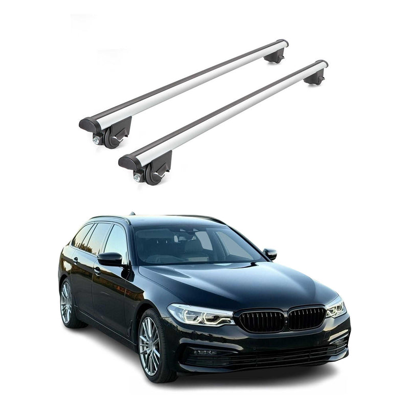 Barres de toit transversales pour BMW Série 5 G31 Touring 2017-2020 2 pcs en Alu gris TÜV ABE