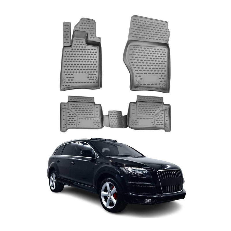 OMAC 3D Tapis de sol pour Audi Q7 4LB 2006-2015 caoutchouc TPE Gris 4Pcs