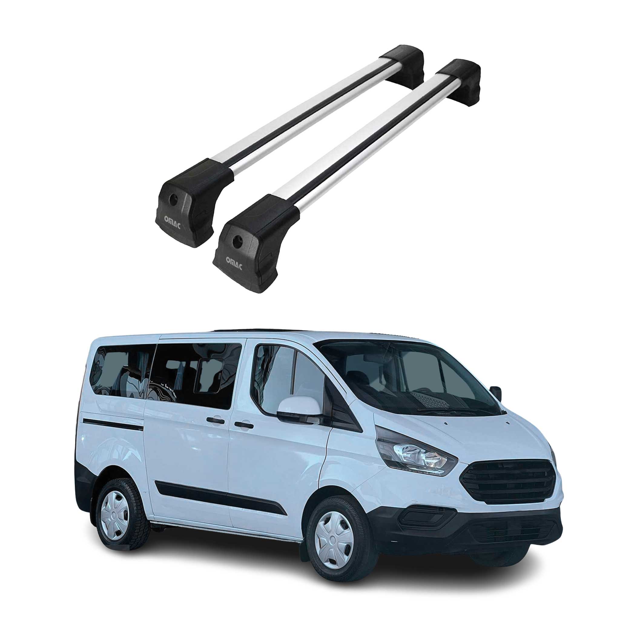 Barres De Toit Transversales pour Ford Tourneo Custom 2013-2023 Alu Argent 2Pcs