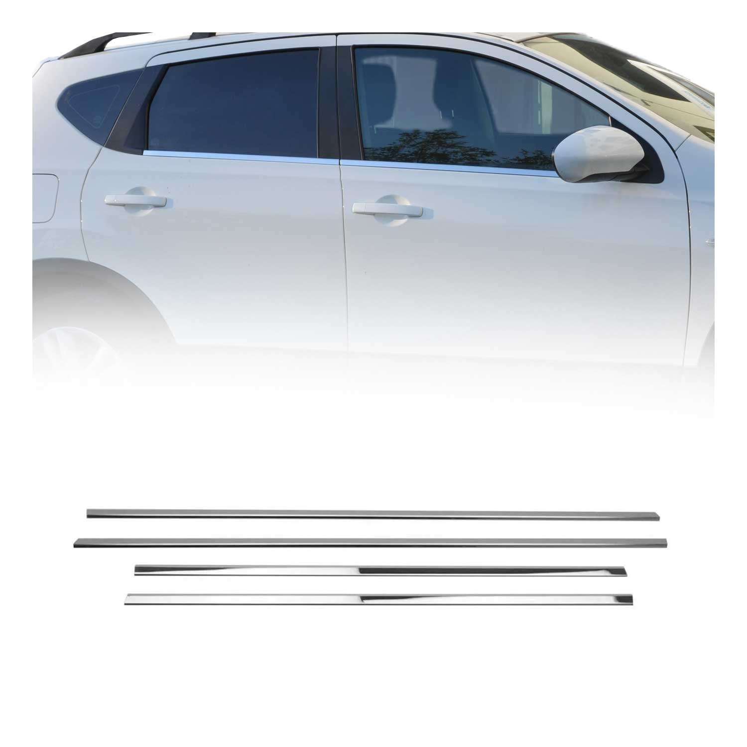 Garniture de Fenêtre pour Nissan Qashqai SUV 2006-2014 Acier Inox 4Pcs
