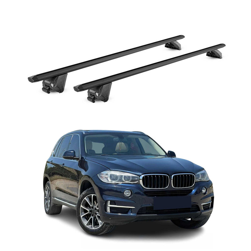 Barres de toit transversales pour BMW X5 F15 G05 2014-2025 Alu Noir 2 pièces ABE