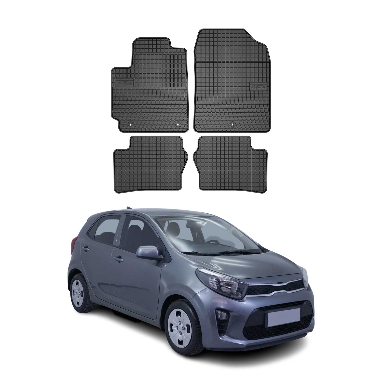 Tapis de Sol pour Kia Picanto 2017-2021 Caoutchouc Noir
