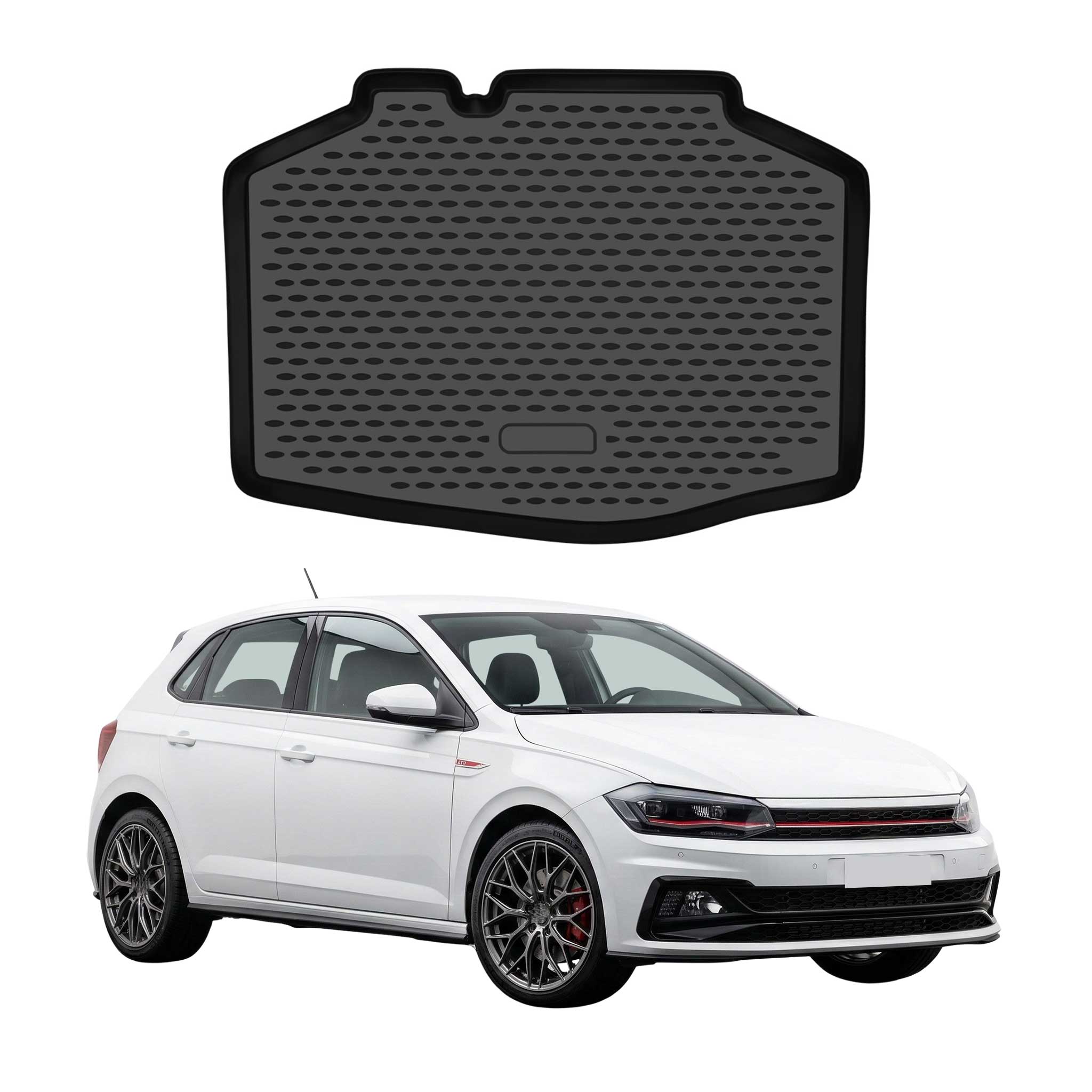 OMAC Tapis de coffre pour VW Polo mk6 GTI 2018-2021 Pre-FL caoutchouc TPE Noir
