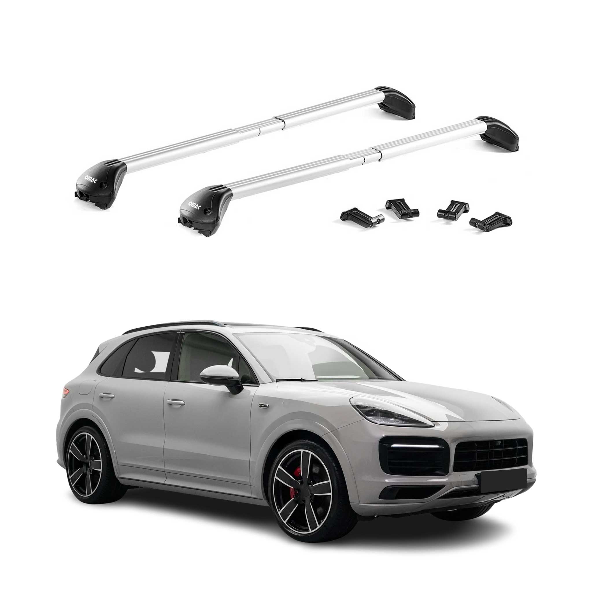 Barres de toit transversales pour Porsche Cayenne PO536 2019-2026 Alu Gris ABE