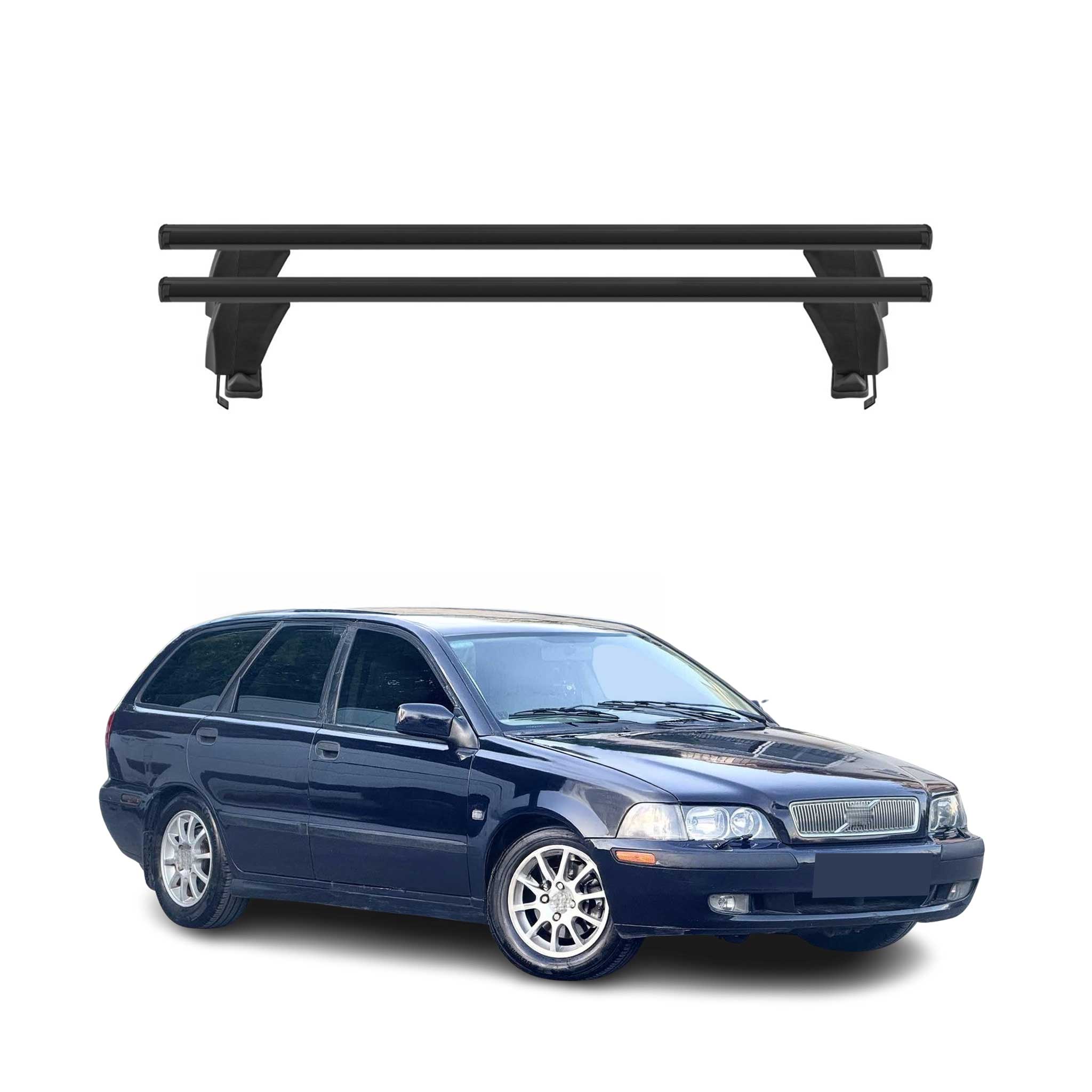Menabo Barres de toit Transversales pour Volvo V40 1995-2012 Alu Noir ABE 2x