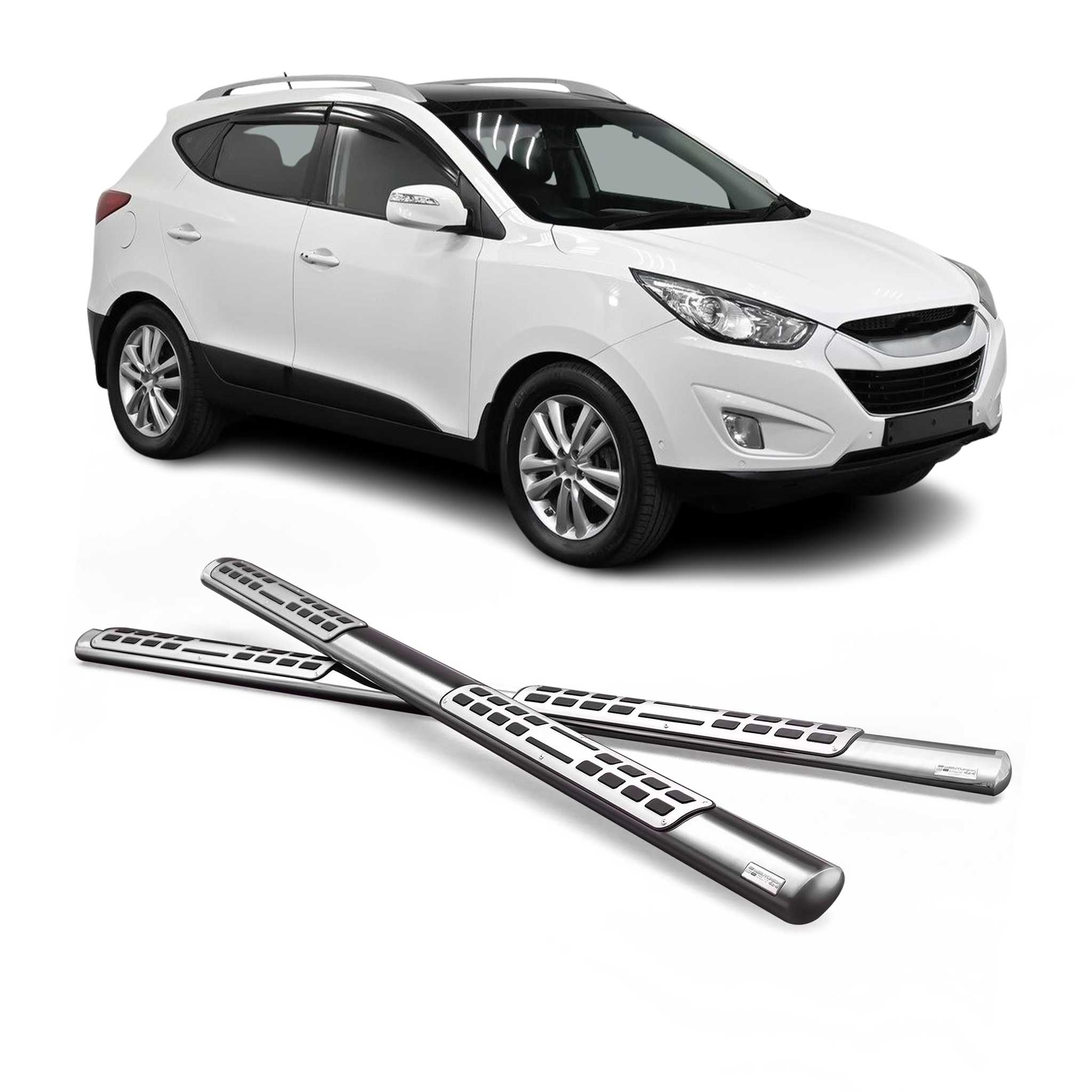 Marchepieds Latéraux pour Hyundai Tucson 2004-2009 Acier Inoxy Argent