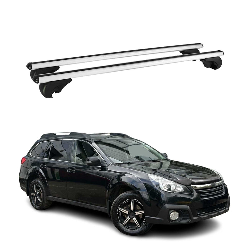 Barres de toit Transversales pour Subaru Outback 2009-2014 Aluminium Argent