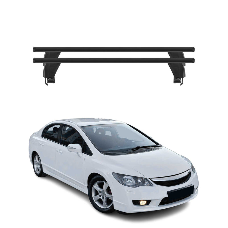 Menabo Barres de toit Transversales pour Honda Civic VIII 2006-2011 Alu Noir ABE