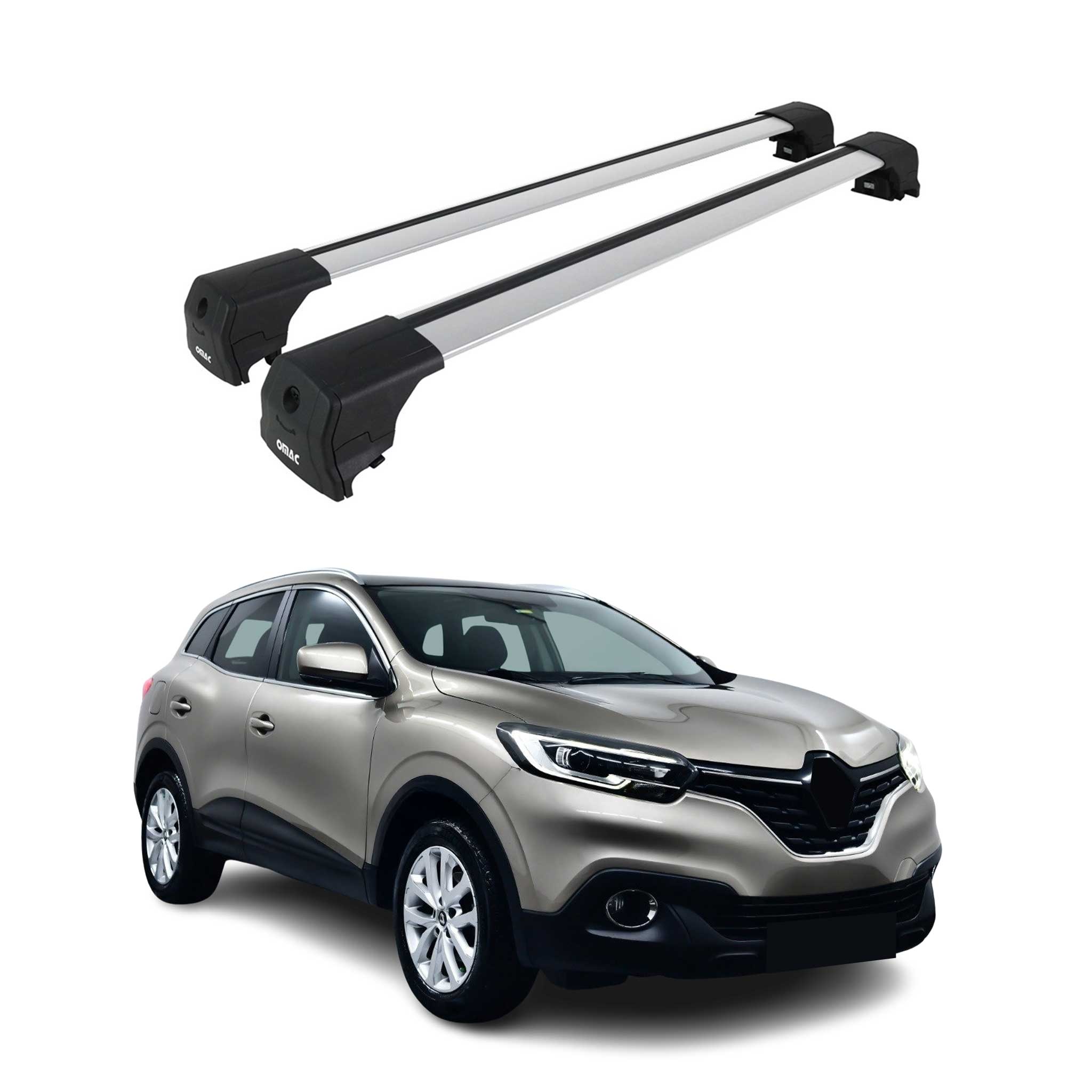 Barres De Toit Transversales pour Renault Kadjar 2015-2022 Aluminium Gris 2Pcs