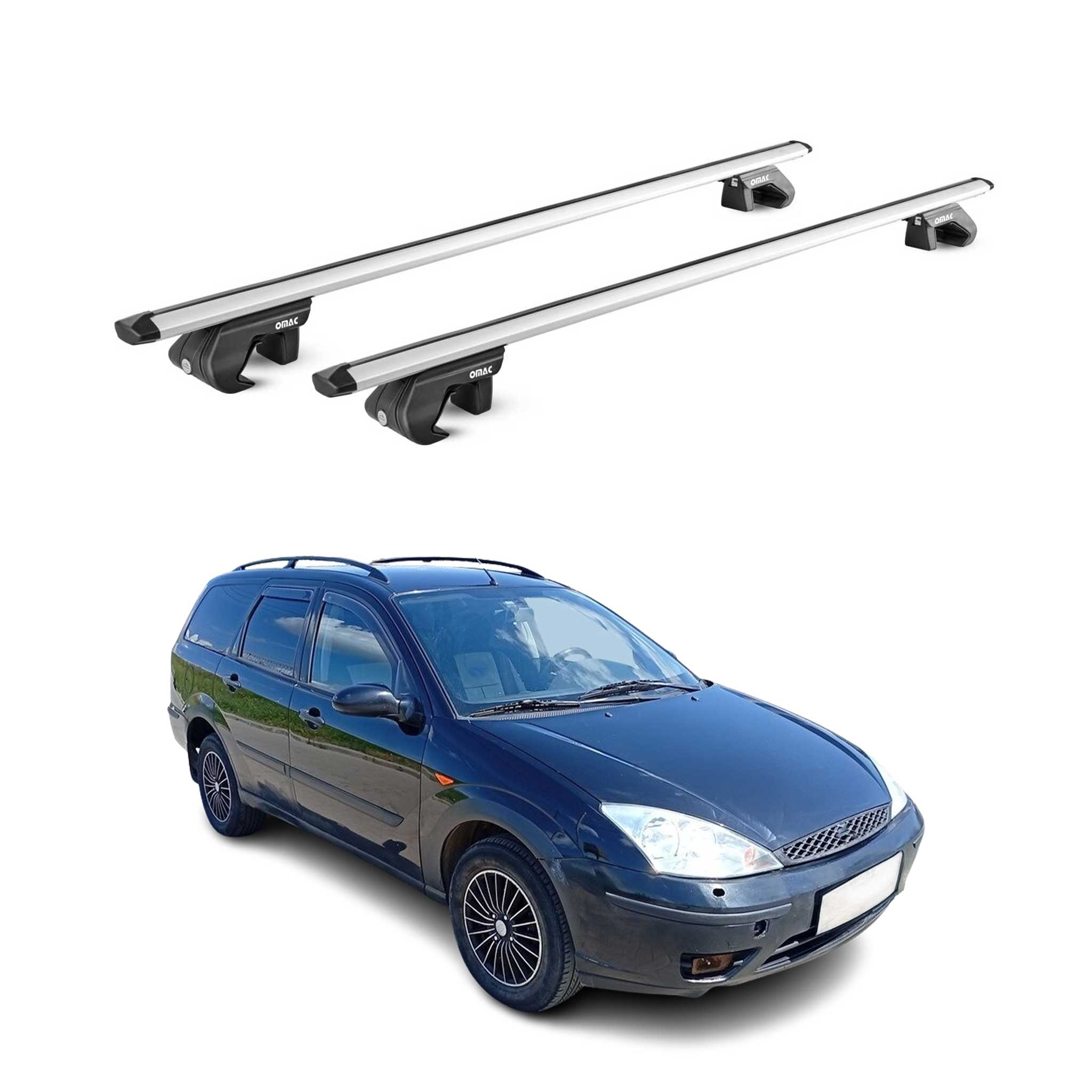 Barres de toit transversales pour Ford Focus I II Break 1998-11 Alu Gris 2x ABE