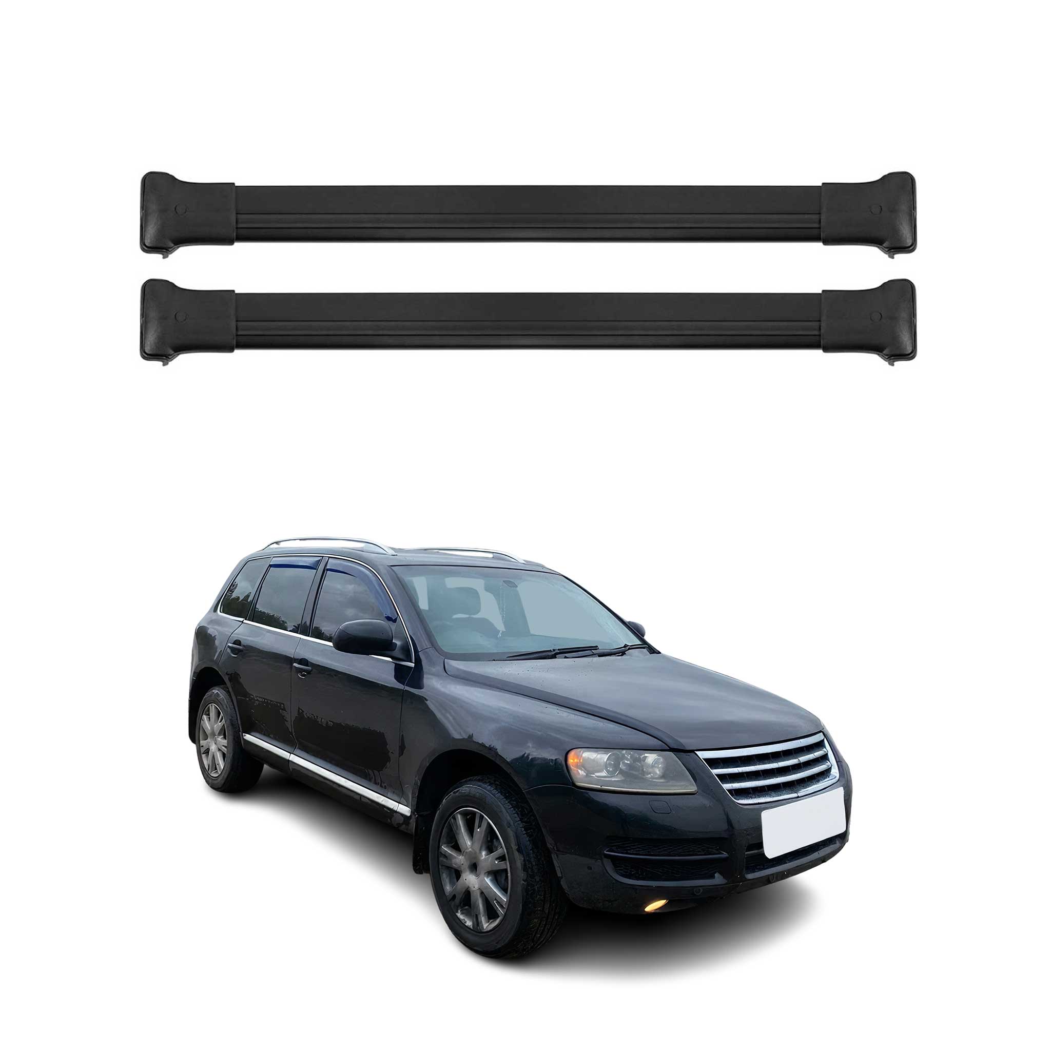 Barres de toit transversales pour VW Touareg 2002-2010 Noir Aluminium