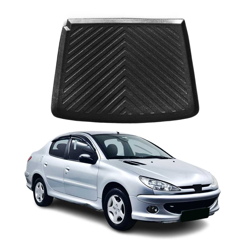 Tapis de Coffre pour Peugeot 206 2003-2012 Berline en TPE Noir