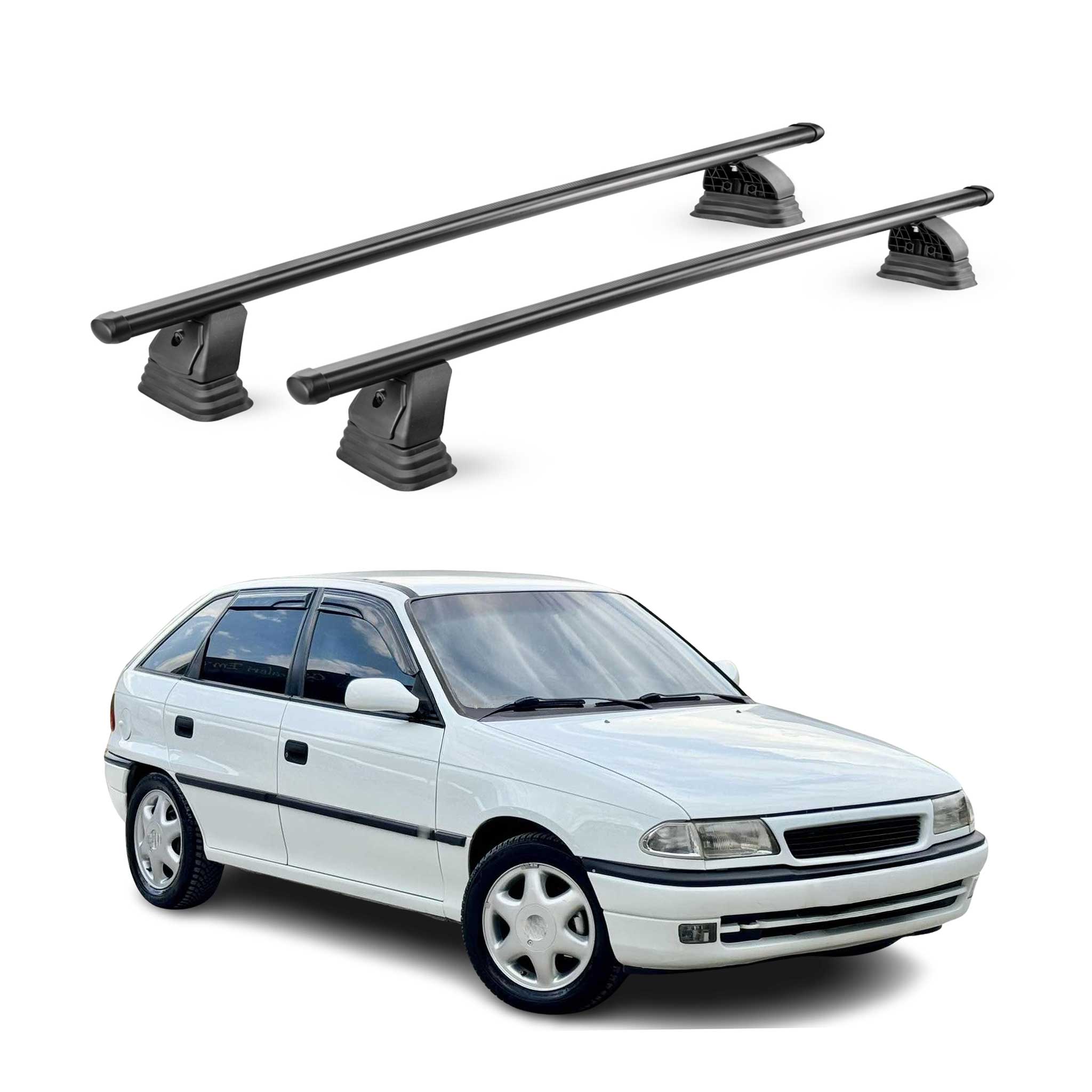 Barres de toit transversales acier pour Opel Astra F HB Break 1991-1998 Noir 2x