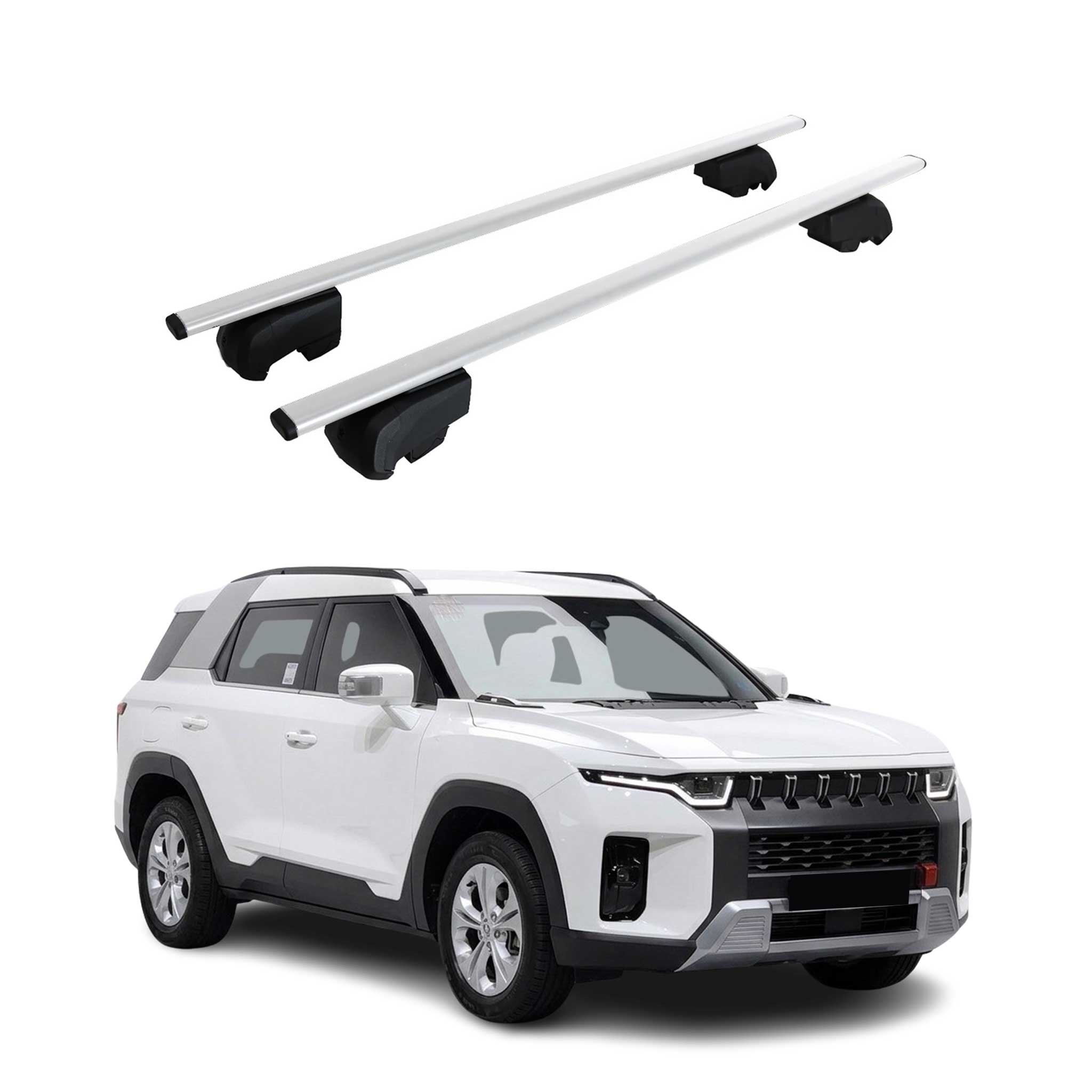 Barres de toit pour SsangYong Torres / KGM Torres 2022-2026 Fer Gris 2Pcs