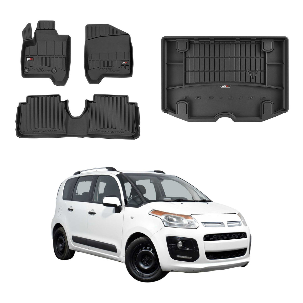 OMAC Kit Tapis de Sol et Coffre pour Citroen C3 Picasso 2009-2017 Supérieur