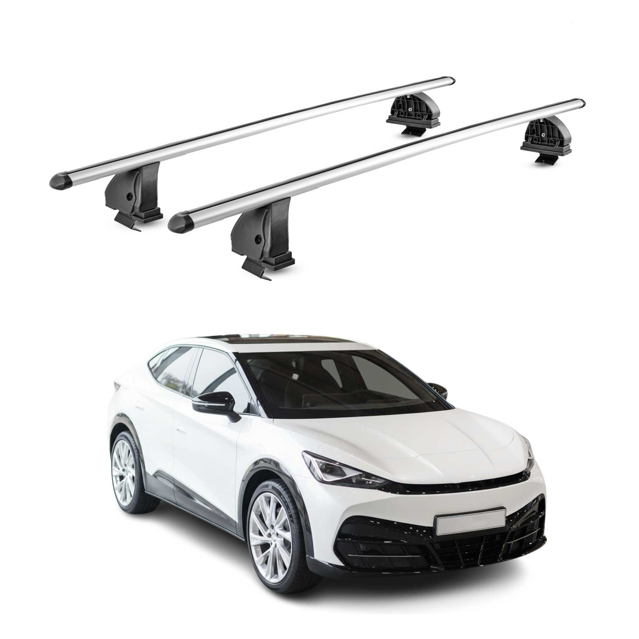 Barres de toit transversales Alu pour Cupra Tavascan 2024-2026 TÜV 75 kg Gris 2x