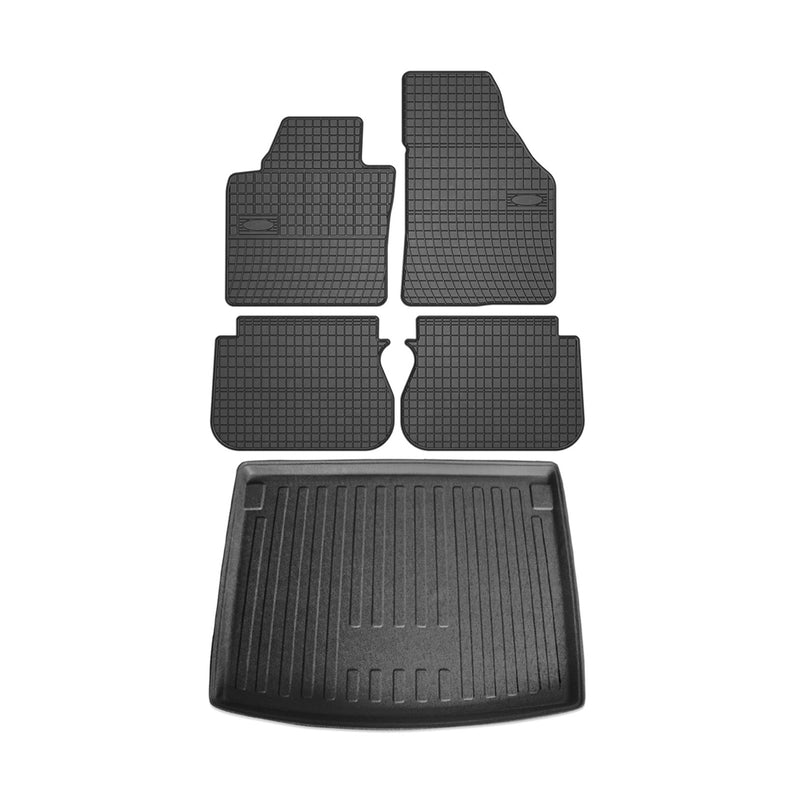 Kit Tapis de sol et coffre pour VW Caddy Life 2008-2011 TPE Noir