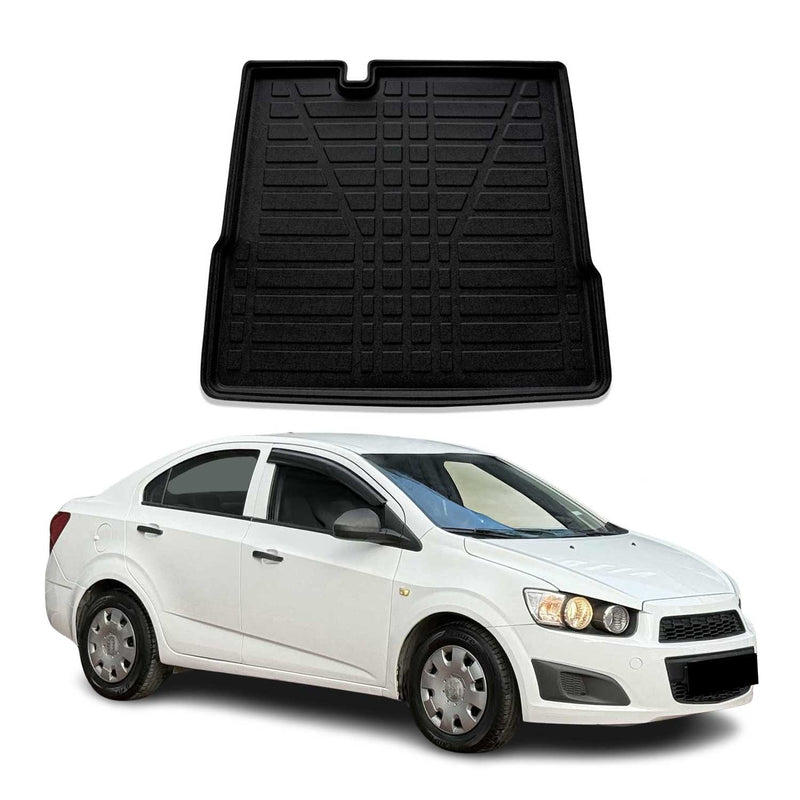 Tapis de Coffre pour Chevrolet Aveo 2012-2022 Berline en TPE Noir