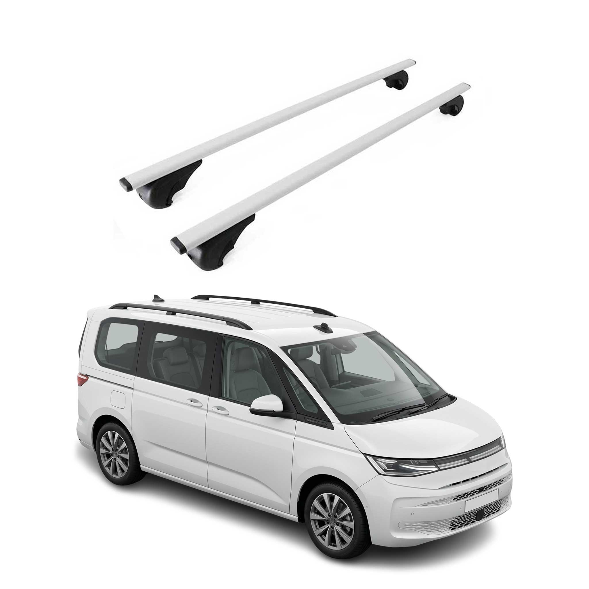 Barres de toit Transversales pour VW Multivan T7 2022-2026 Fer Gris 2Pcs