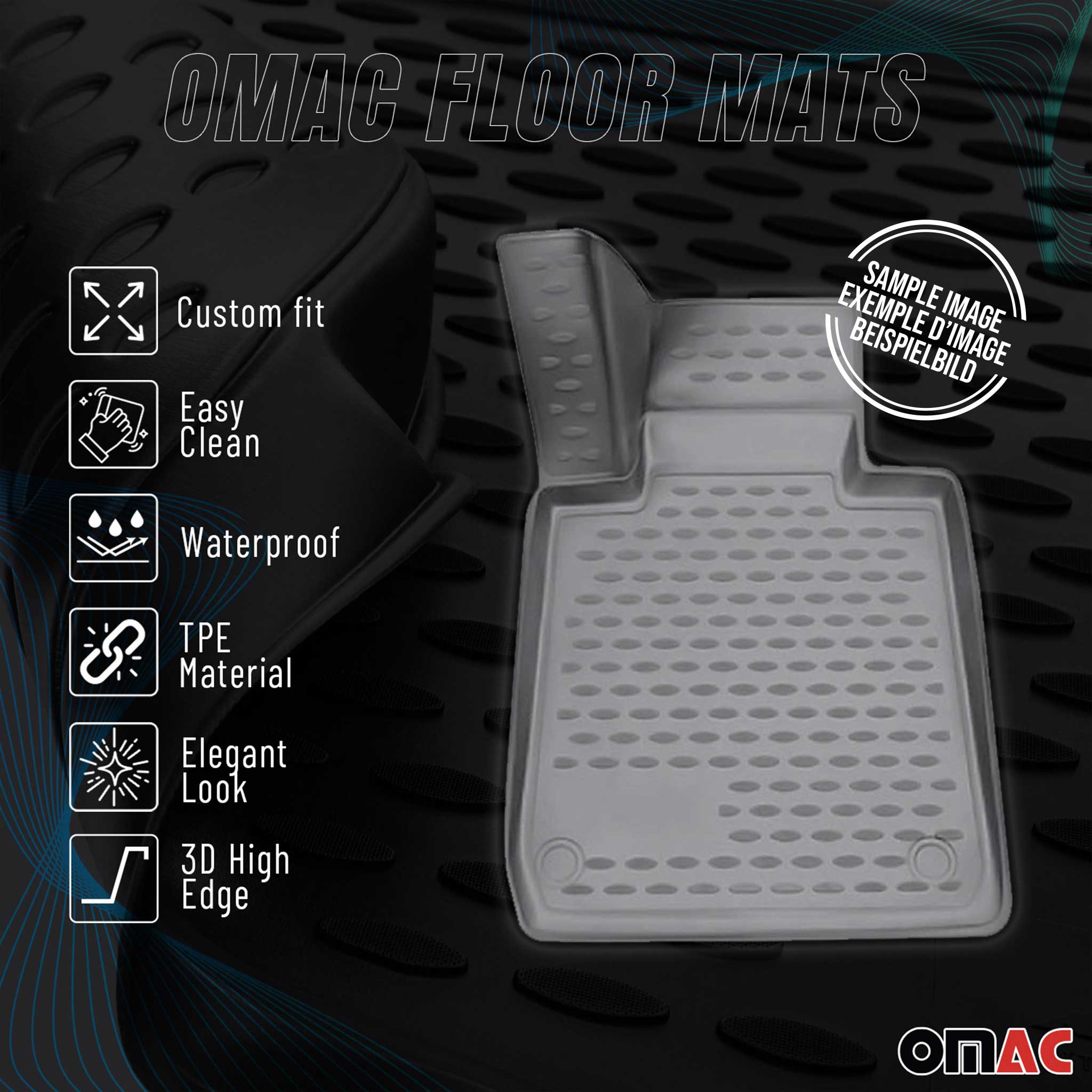 Tapis de sol pour Porsche Cayenne 2002-2010 en caoutchouc TPE 3D Gris 4Pcs