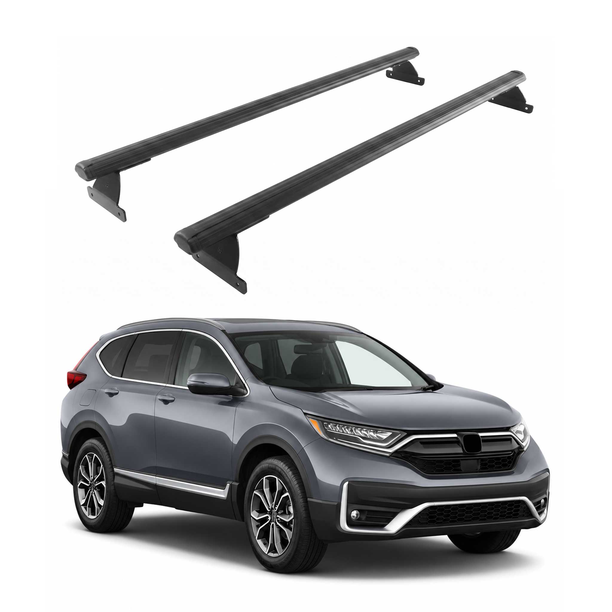 Barres De Toit Transversales Pour Honda CR-V V 2020-2022 Facelift Noir Aluminium