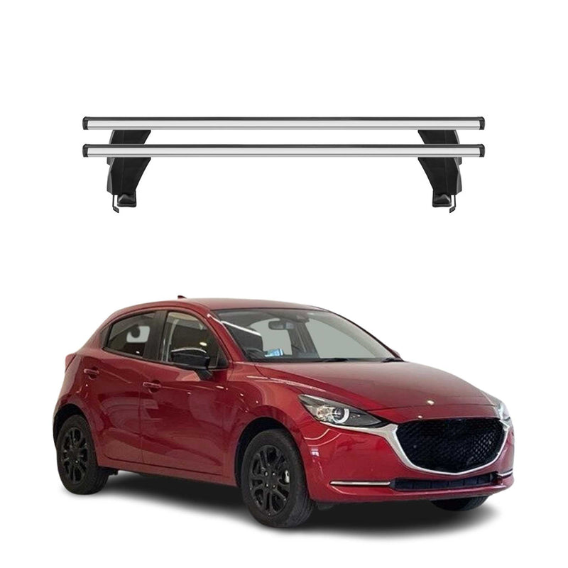 Menabo Barres de toit Transversales pour Mazda 2 2014-2020 Alu Gris ABE 2x